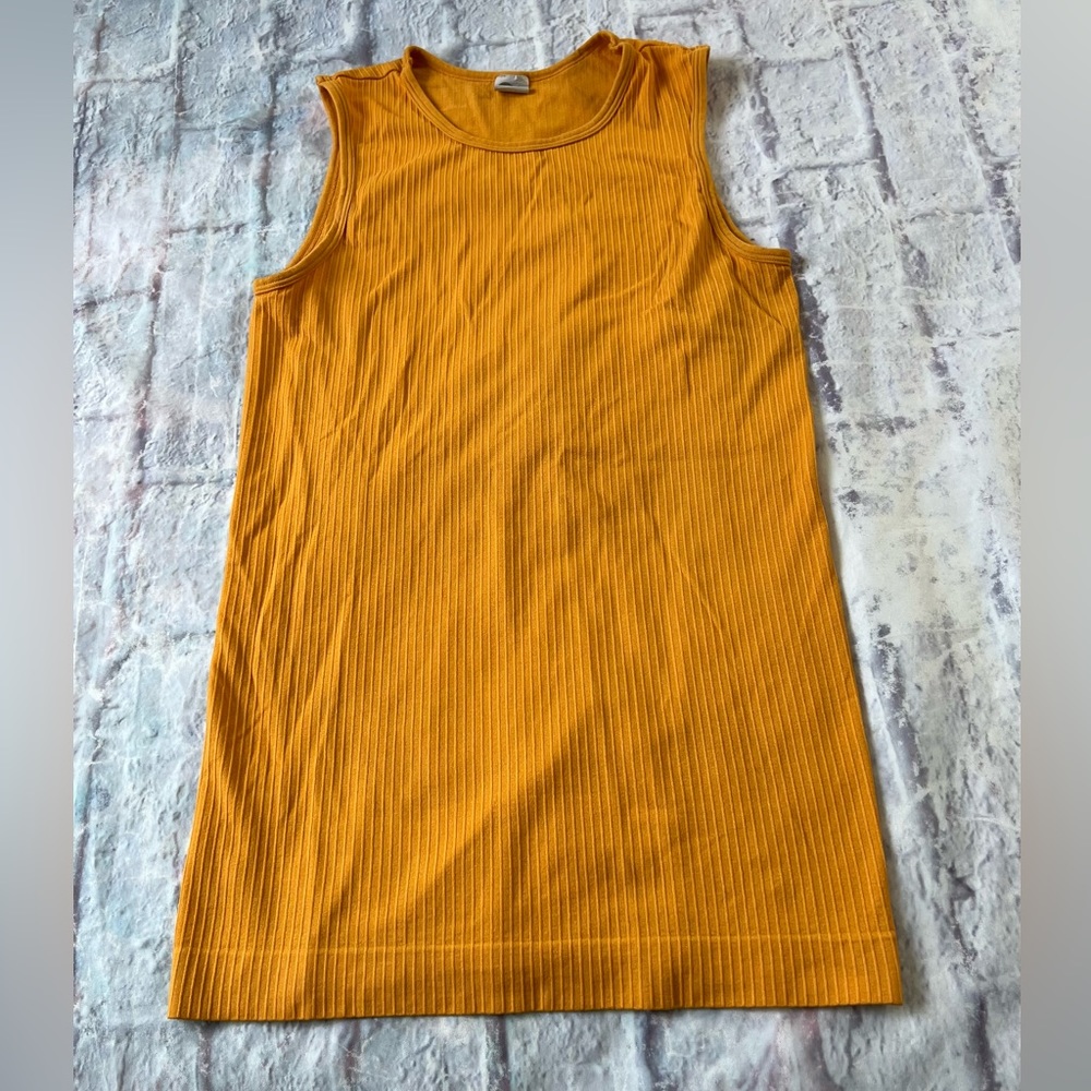 S Zyia Active Brick Mustard Yellow  Parallel Ribbed Tank Top Small Active Sports